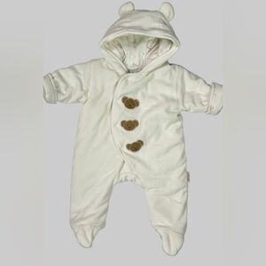 Harrods Bear Padded Velour Jumpsuit 0-3M